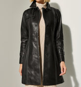Women's Genuine Leather Long Coat - Leather Trench for Girls